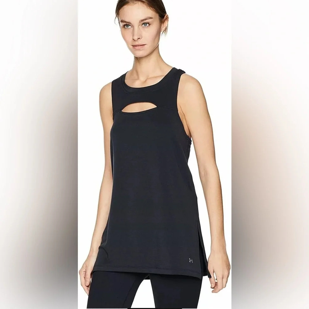 Under Armour UA Modal Terry Tunic Black Tank Top Small